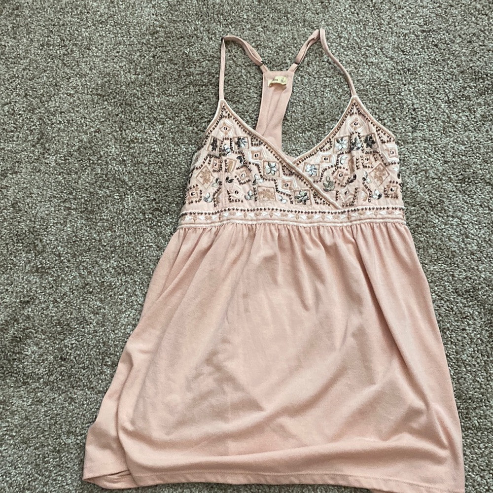 Hollister Blush Pink Embellished Tank Top